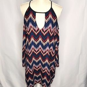 Charles Henry Chevron Print‎ Cold Shoulder Dress Size M